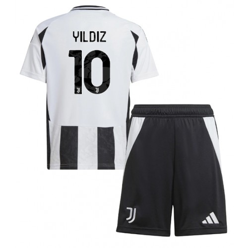 Fotbalové Dres Juventus Kenan Yildiz #10 Dětské Domácí 2024-25 Krátký Rukáv (+ trenýrky)